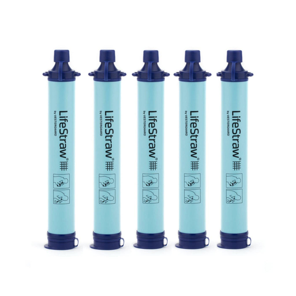 Lifestraw Personal Water Filter For Hiking, Camping, Travel, And Emergency Preparedness, 5 Pack, Blue