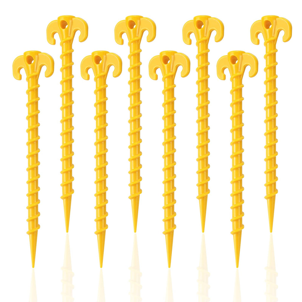Canopy Stakes Canopy Anchors Beach Tent Stakes Heavy Duty Screw Shape 25 Cm 10 Inch - 8 Pack Yellow