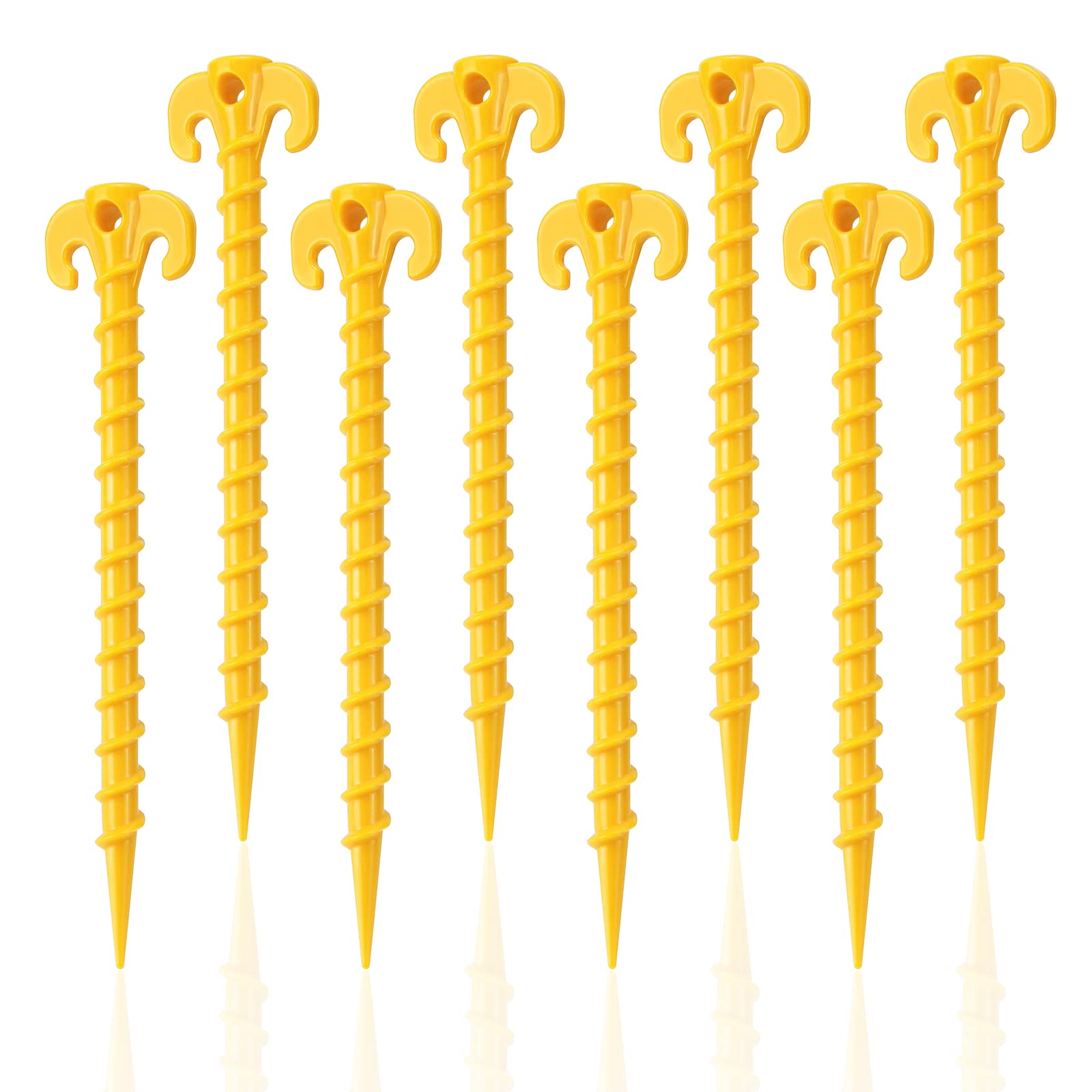 Canopy Stakes Canopy Anchors Beach Tent Stakes Heavy Duty Screw Shape 25 Cm 10 Inch - 8 Pack Yellow