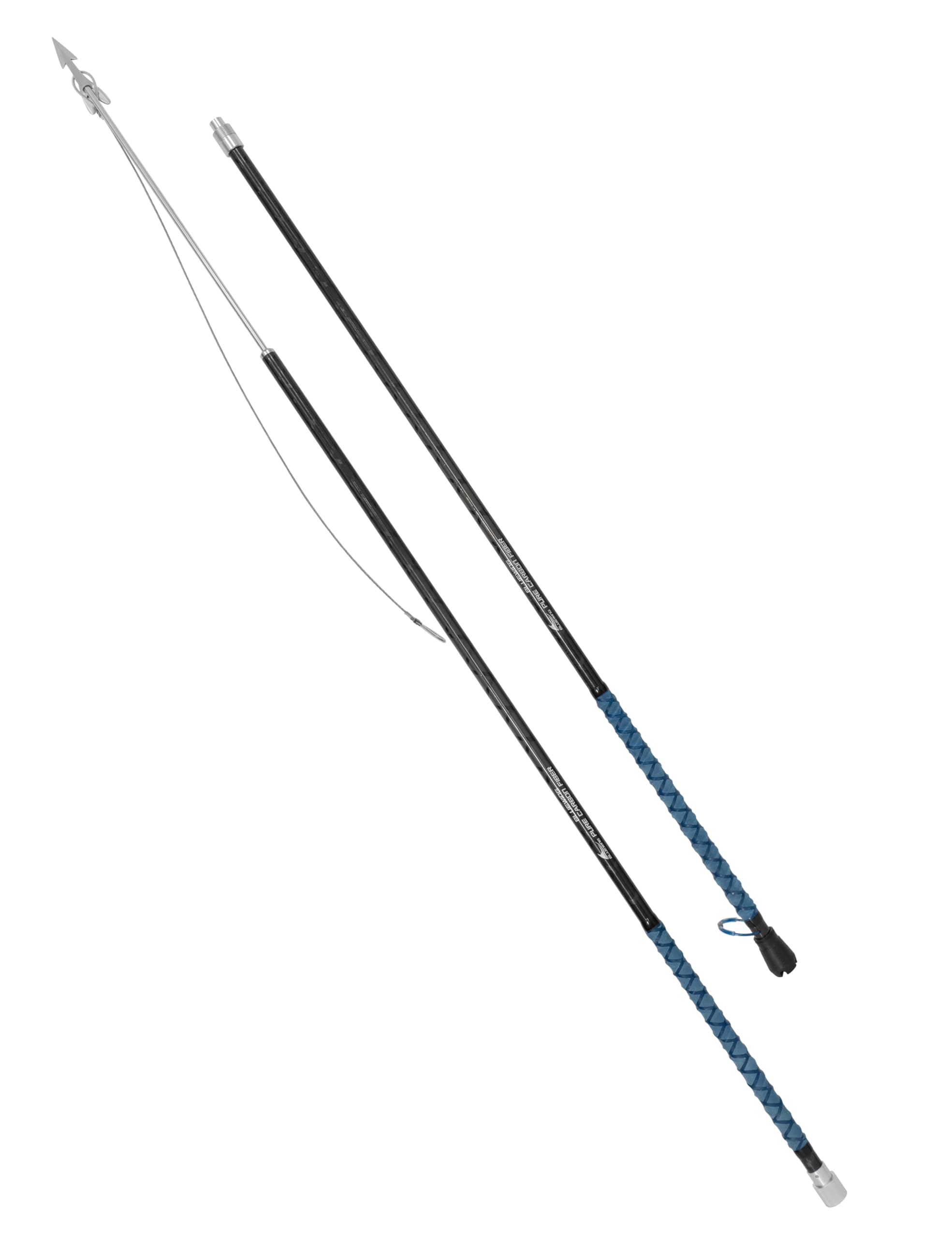 BLUEWING Front Weighted Fishing Harpoon 8ft 2-Piece-Design Pure Carbon Fiber Heavy Duty Spear with Stainless Steel Big Game Dart