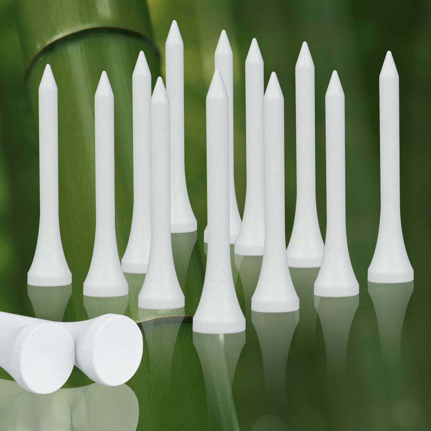 Mykuja Bamboo Golf Tee 2-1/8 Inch Pack Of 100 (54Mm White)