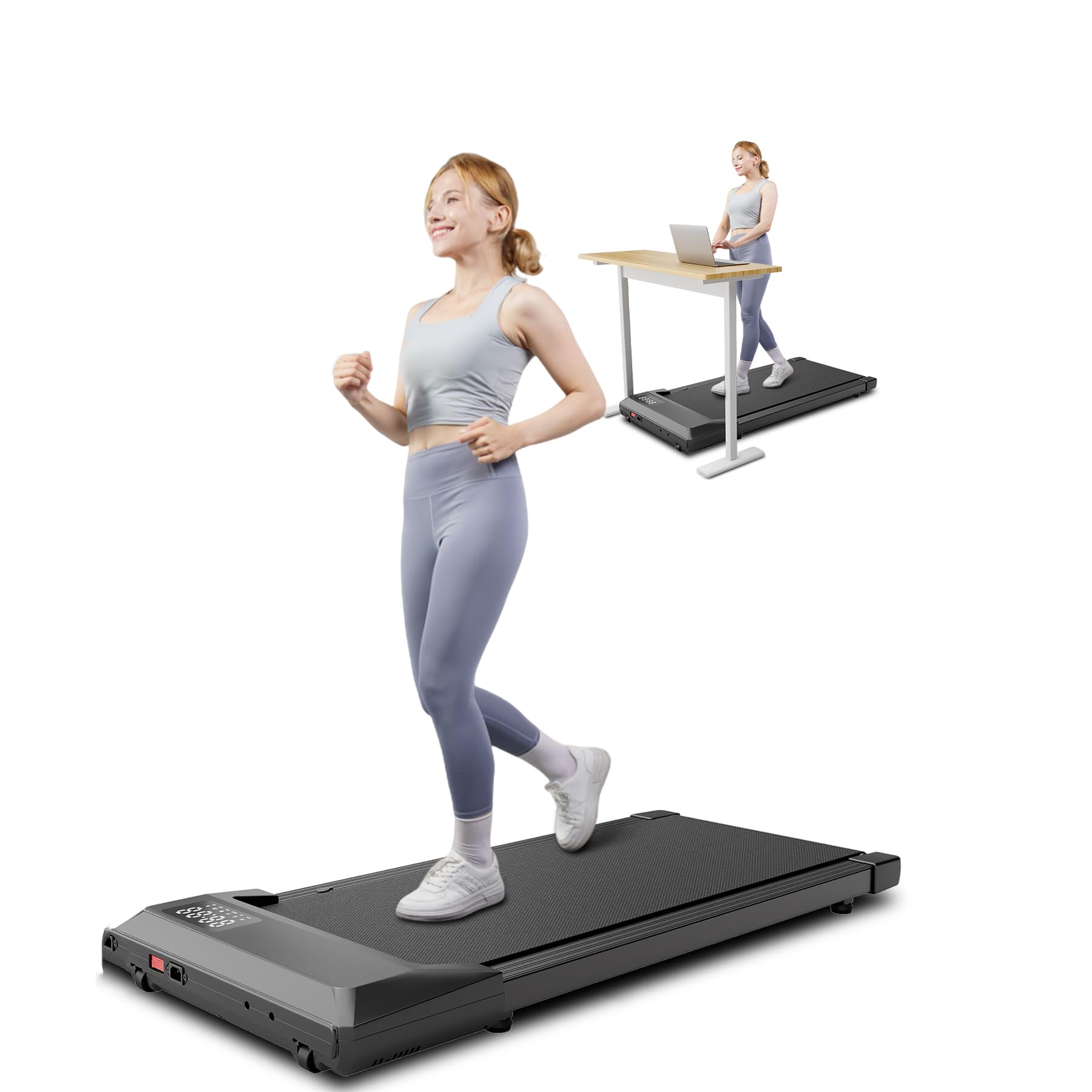 Superun Walking Pad For Home Office, 3 In 1 Under Desk Treadmill With Double Shock Absorption, Walking Treadmill Pad With Smart