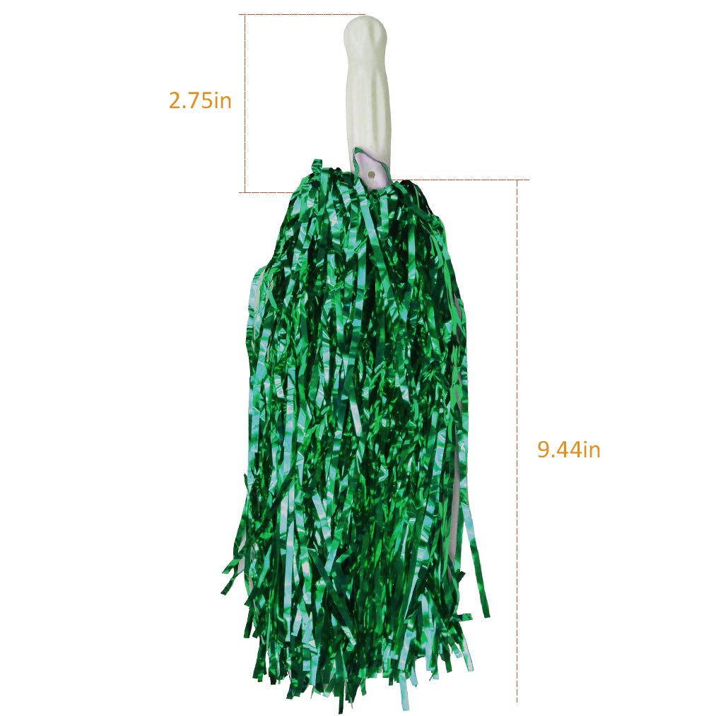 Baotongle 12 Pcs Cheerleading Squad Spirited Fun Poms Pompoms Cheer Costume Accessory For Party Dance Sports (Greens)