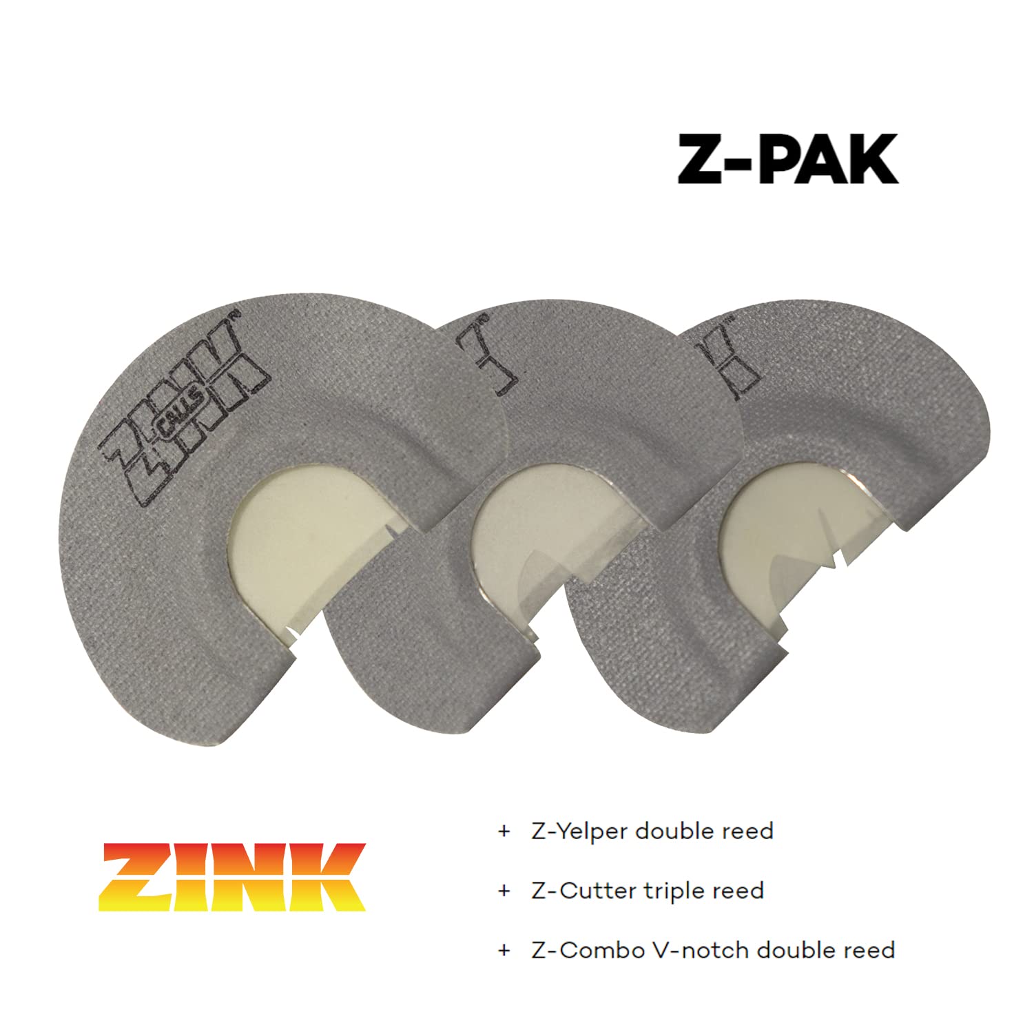 Zink Calls Z-Pak Hand-Built Easy-To-Use Turkey Hunting Diaphragm Game Calls - Z-Yelper Double Reed, Z-Cutter Triple Reed, Z-Comb
