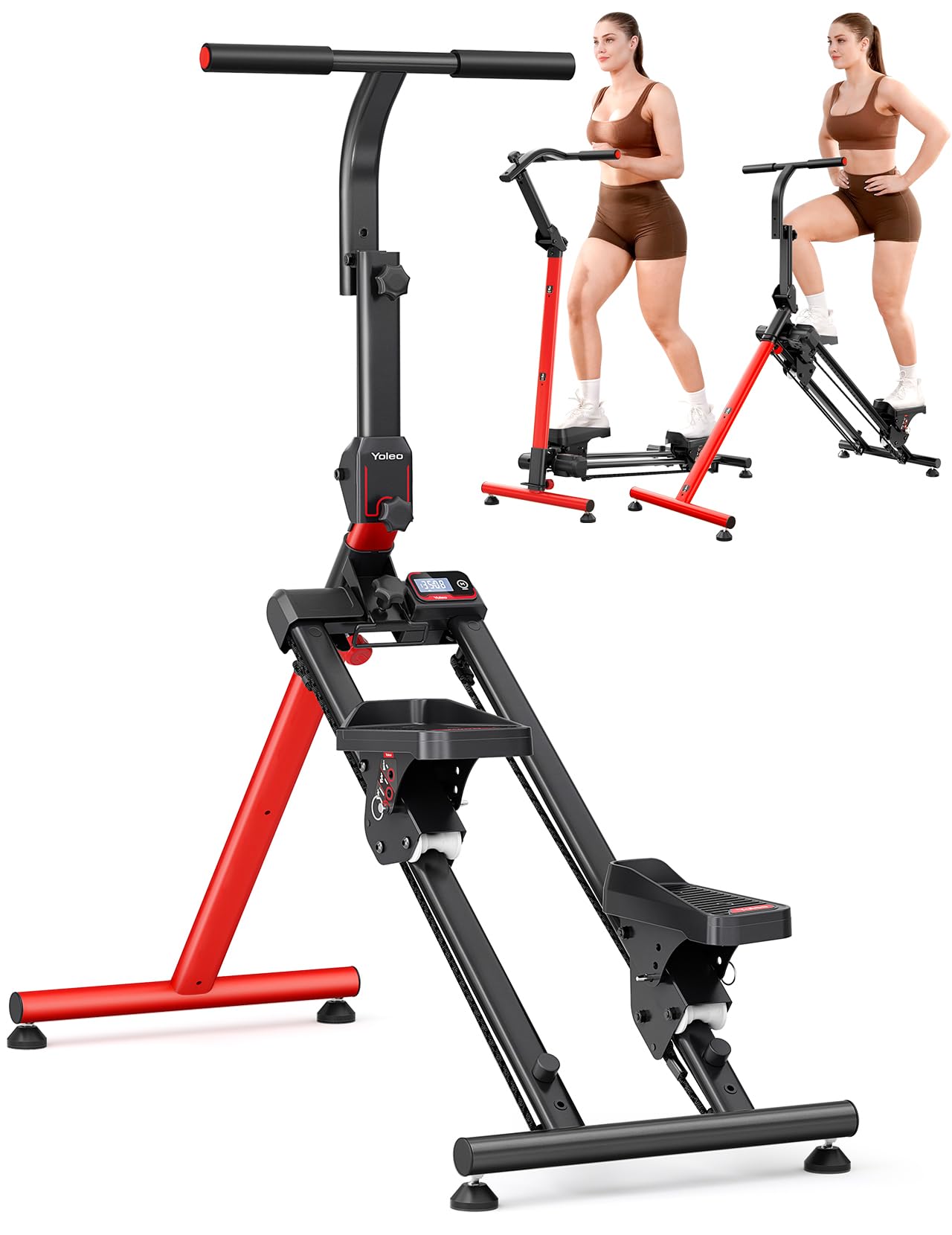 YOLEO Adjustable Resistance Stair Steppers for Exercise at Home, Folding Cardio Stairmaster with 3 Workout Modes & Oversized Ped