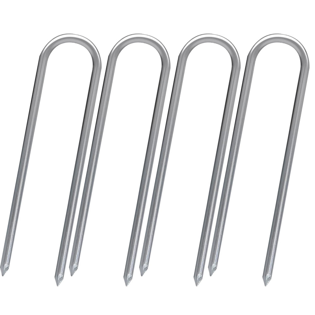 Sutekus Trampoline Stakes Wind Stake Heavy Duty U Shape Steel Ground Anchors For Trampoline Garden Camping Soccer Goals (Silver/