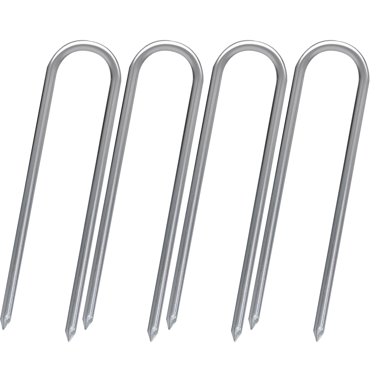Sutekus Trampoline Stakes Wind Stake Heavy Duty U Shape Steel Ground Anchors For Trampoline Garden Camping Soccer Goals (Silver/
