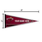 Rico Industries Nba Basketball Miami Heat Personalized - Custom 12'' X 30'' Soft Felt Pennant - Ez To Hang