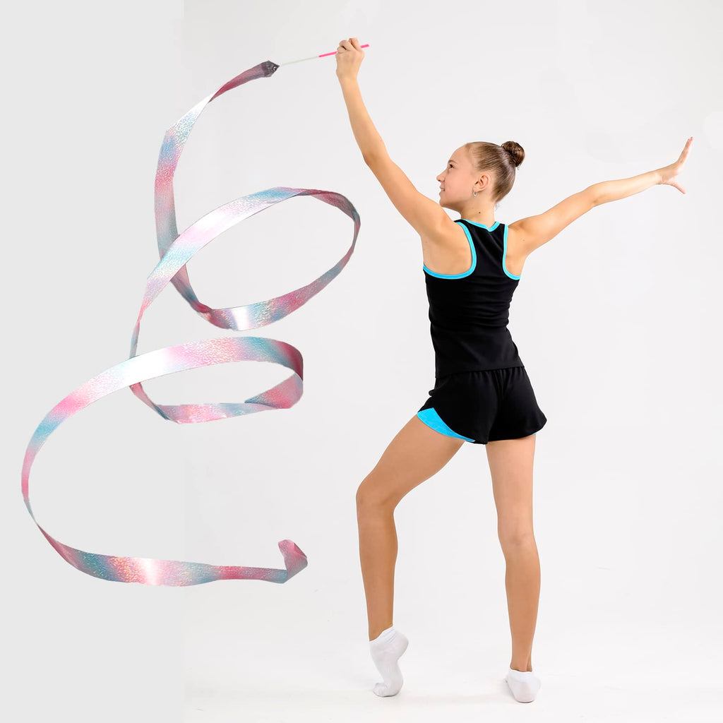 Kaiyuan Dynasty 4Pcs Dance Ribbons Sparkling Dance Ribbon Streamer 78.7Inch Gymnastics Ribbon Dancer Wand Twirling Dancing Ribbo