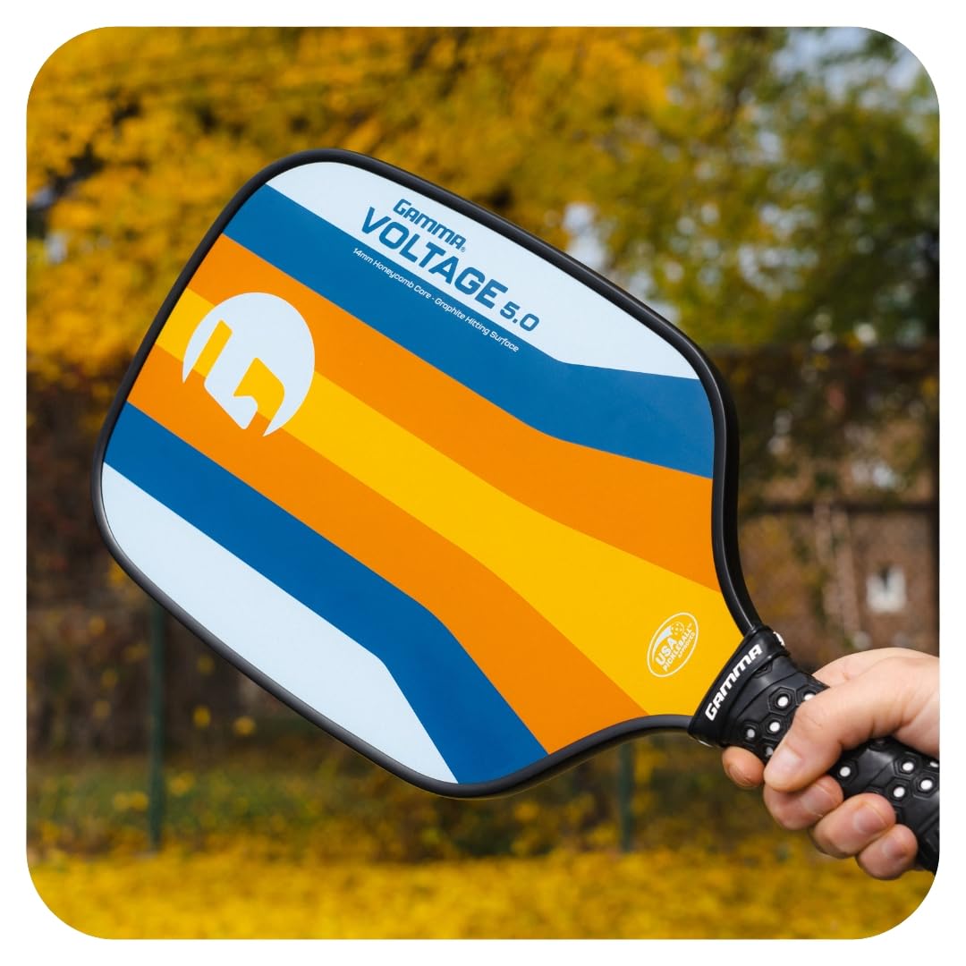 Gamma Sports 5.0 Pickleball Paddle, Graphite Pickleball Paddle With Polypropylene Core And Honeycomb Grip, Blue And Orange, 4 (1