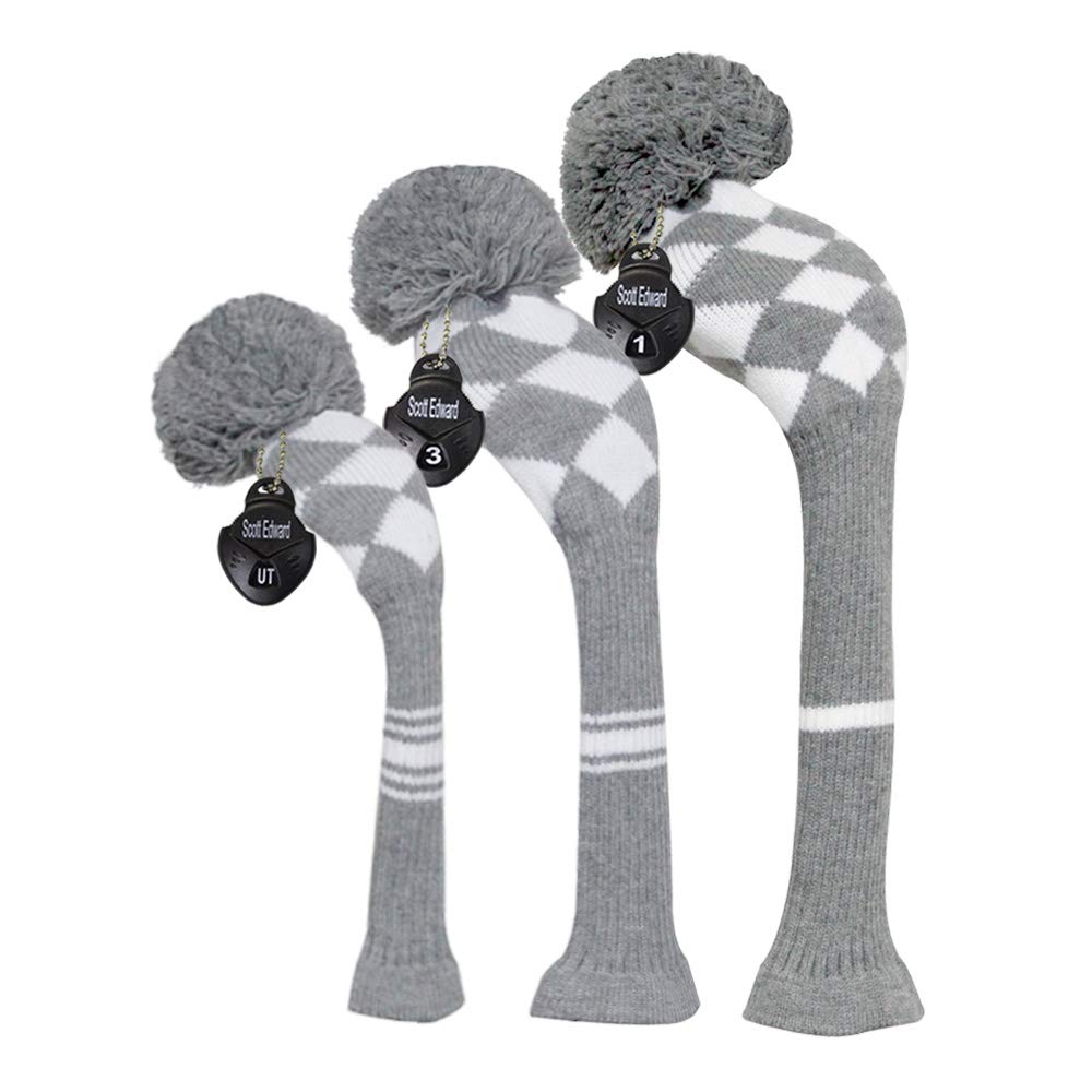 Scott Edward Golf Club Head Covers For Woods And Driver Set Of 3 Cutest Pom Pom Fit Over Well Driver Wood(460Cc) Fairway Wood An