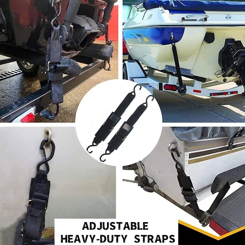 Welluck Boat Trailer Transom Tie Downs Straps 1200 Lbs, 2'' X 4' Adjustable Boat Buckle Transom Tie Downs To Trailer, Marine, Je