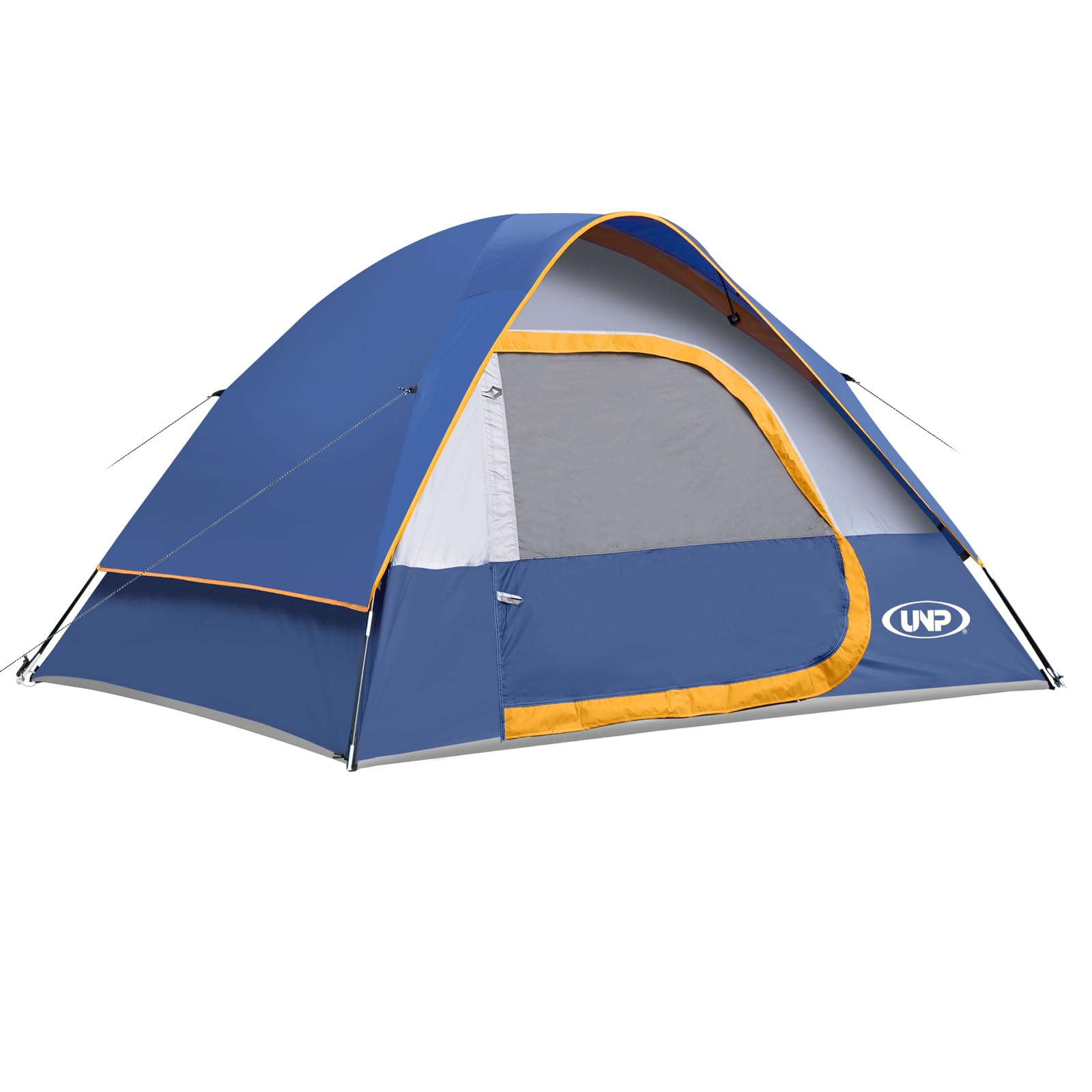 Unp Camping Tent 4 Person, Waterproof Windproof Tent With Rainfly Easy Set Up Portable Dome Tents For Camping (Navy Blue)
