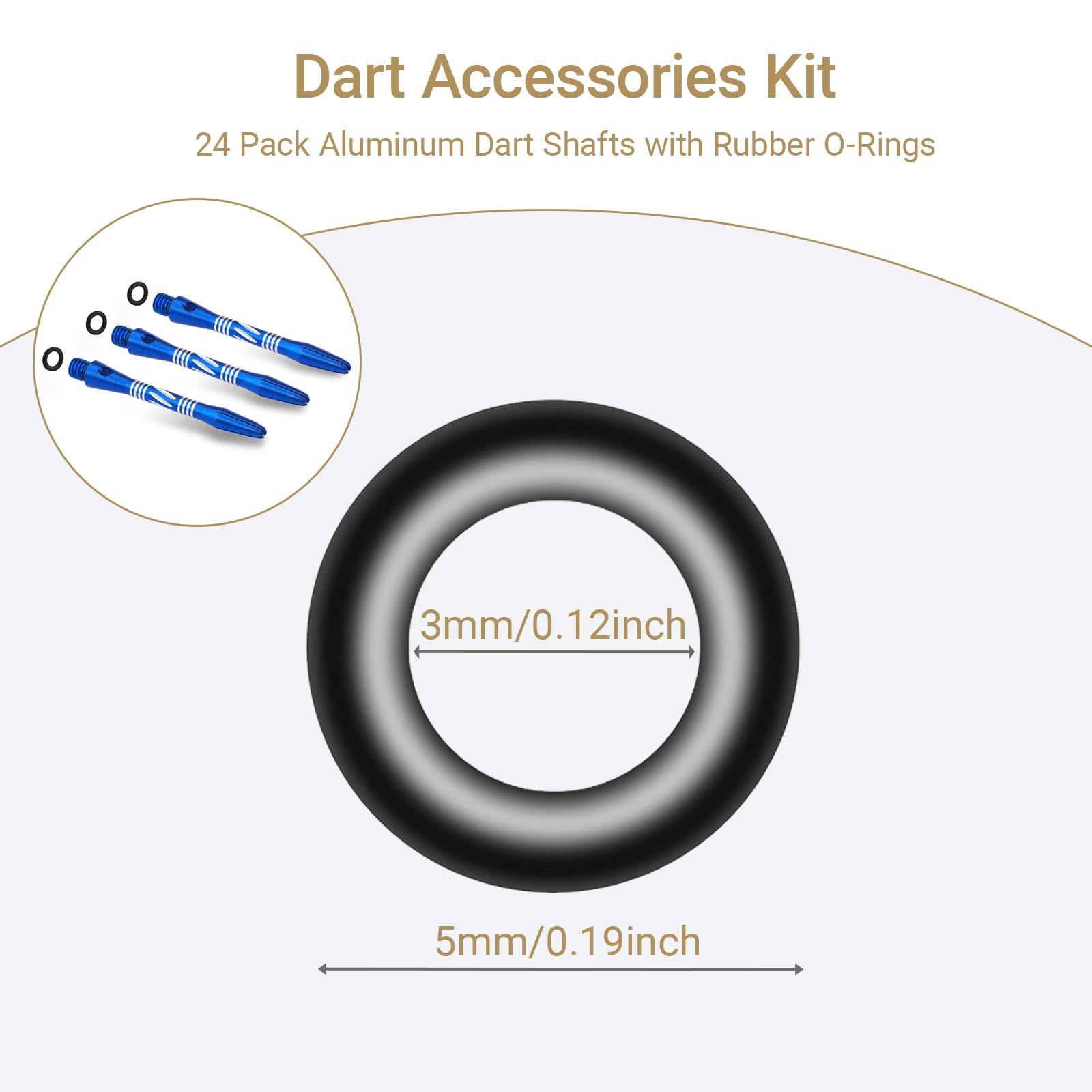 Wolftop 2Ba Thread Aluminum Dart Shafts 24 Pack With Rubber O-Rings, Dart Accessories Kit For Steel Tip Darts And Soft Tip Darts