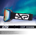 Exp Vision Ski Goggles Snowboard For Men Women, Otg Anti Fog Uv Protection Snow Goggles (Blue Frame Red)