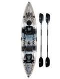 Bkc Tk219 12.5-Foot Tandem 2 Or 3 Person Sit On Top Fishing Kayak W/Padded Seats And Paddles (Grey Camo)