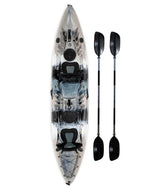 Bkc Tk219 12.5-Foot Tandem 2 Or 3 Person Sit On Top Fishing Kayak W/Padded Seats And Paddles (Grey Camo)