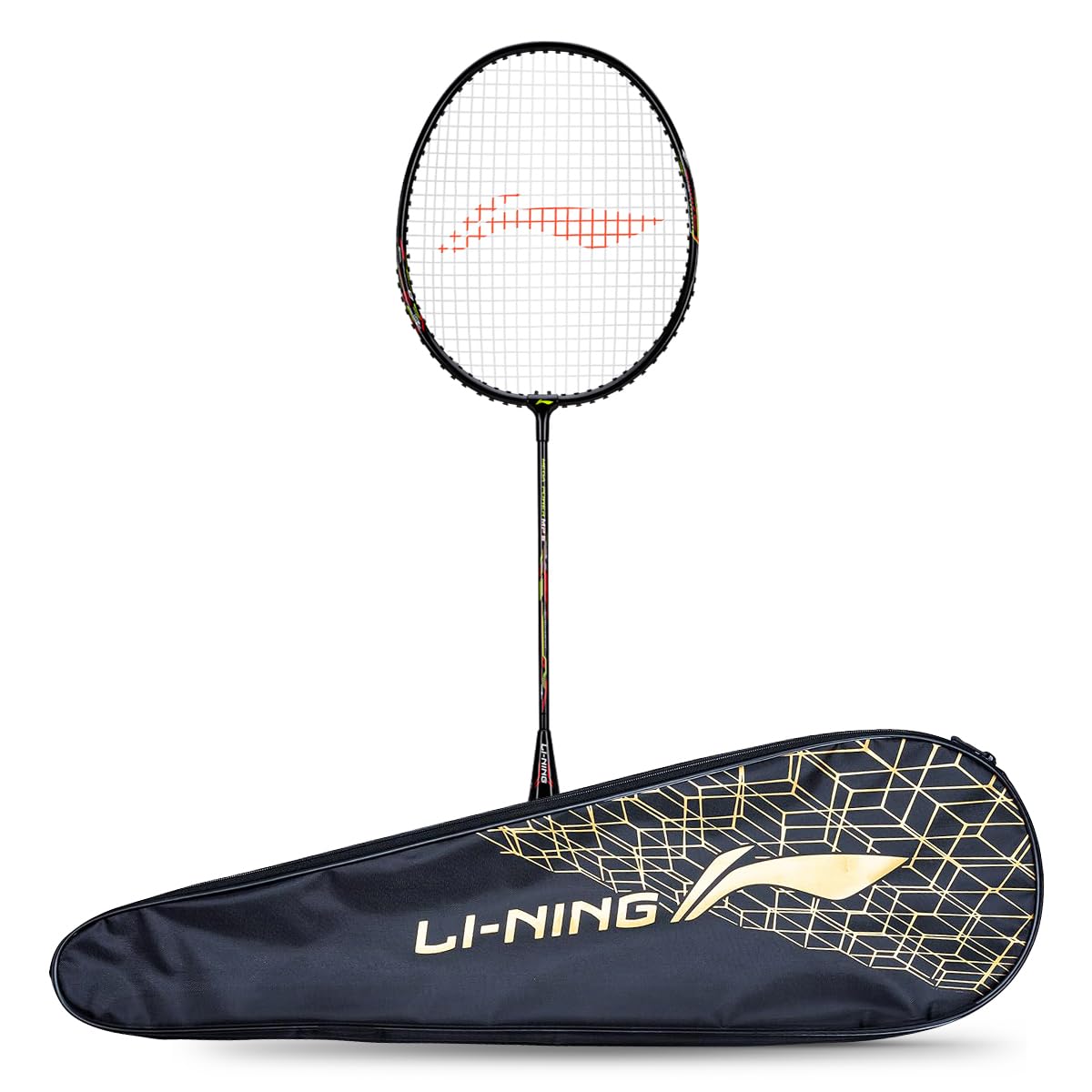LiNing Mega Power Aluminium Strung Badminton Racket with Full Racket Cover (Black/green) | For Beginners | 95 grams | Maximum S