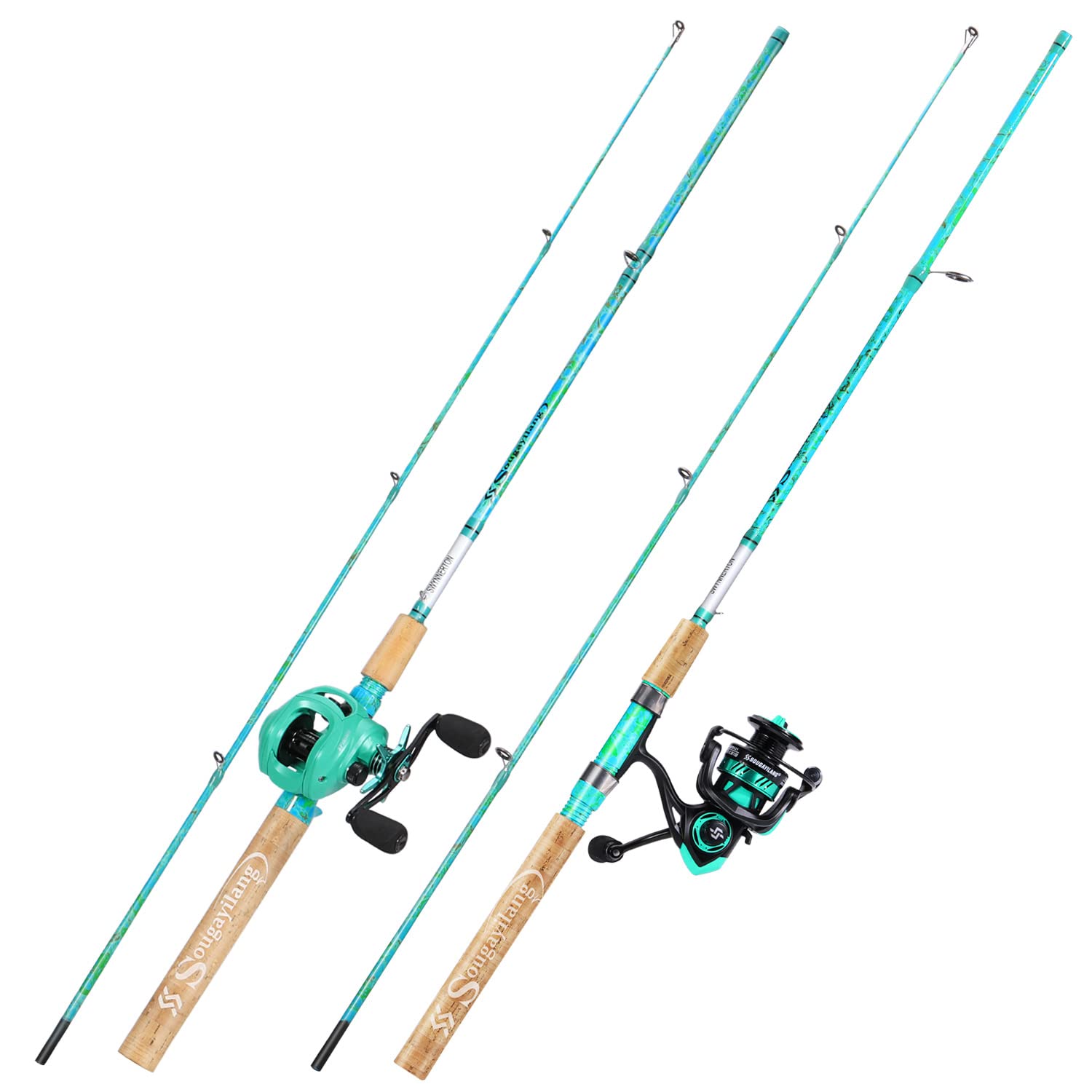Sougayilang Fishing Rod and Reel Combo, 2-Piece 5-Foot 6-Inch Graphite & Fiberglass Rod, Durable and Strong, Quickset Anti-Rever