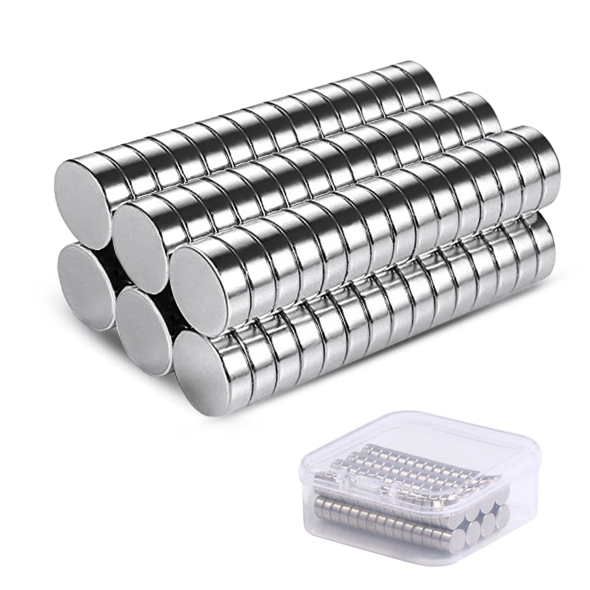 Vinabo Pack of 60 Neodymium Magnets, Small Round 6 x 3 mm, for DIY Craft Office Notice Board, Magnetic Board, Fridge, Cone Magne
