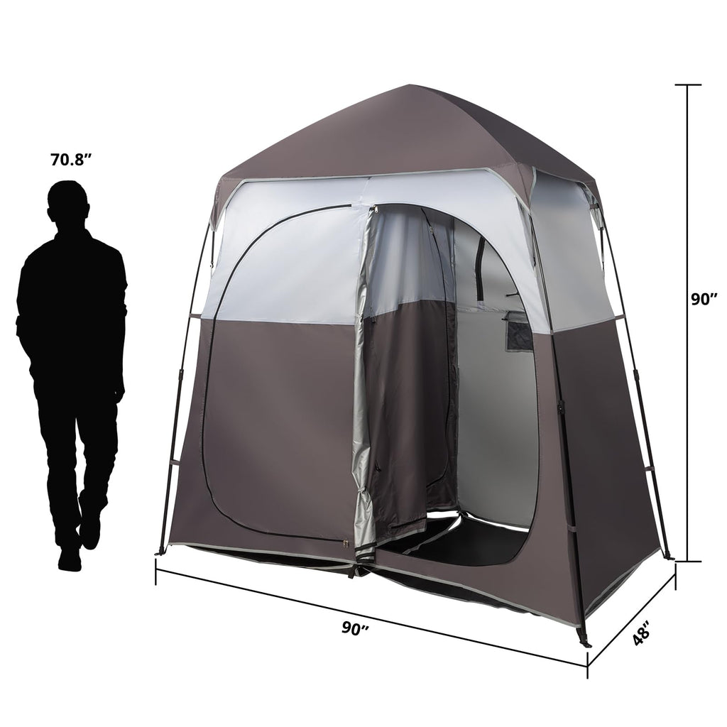 Vingli 2 Room Shower Tent, 7.5 Ft Instant Pop Up Shelter With Carrying Bag, Privacy Changing Room Tent, Perfect For Portable Toi