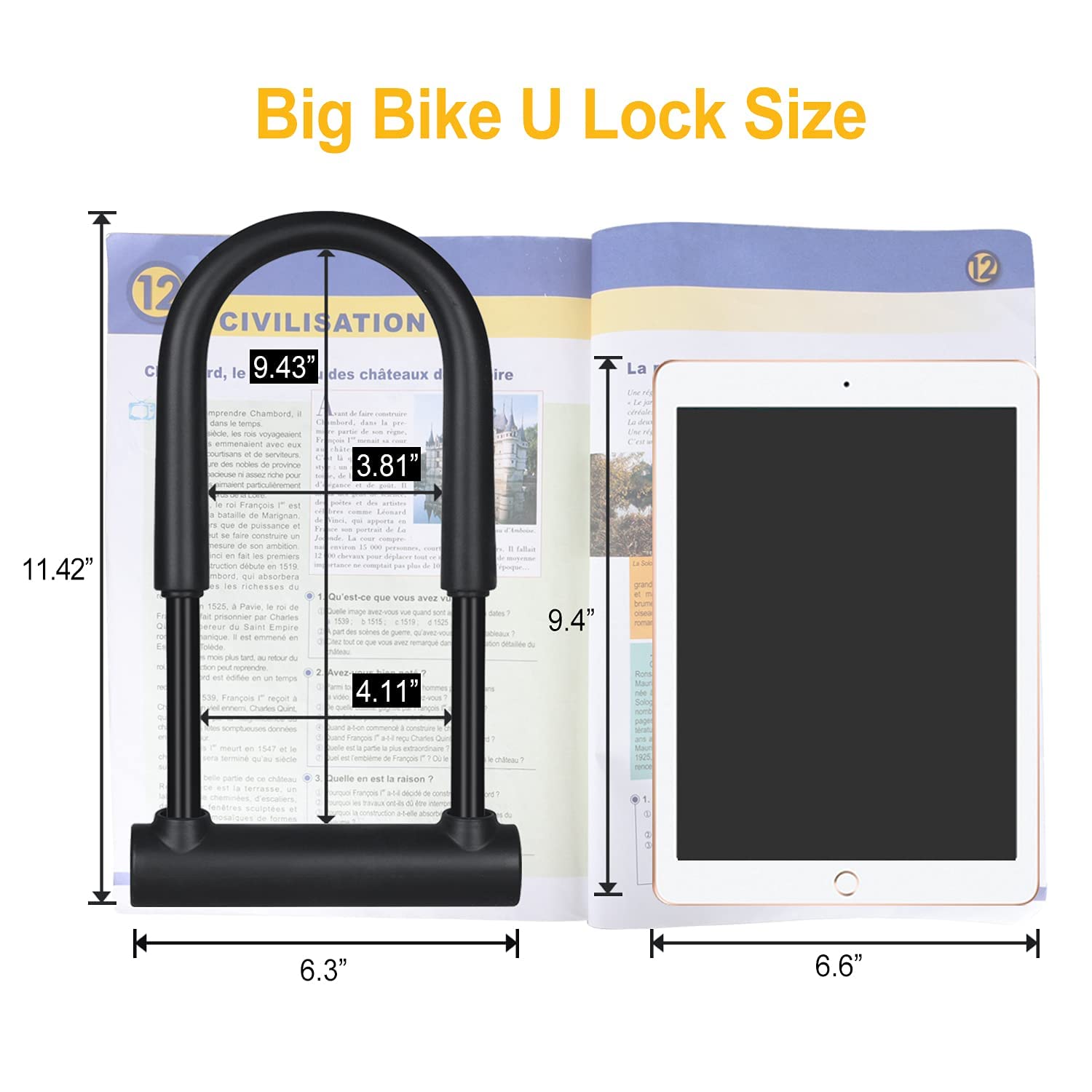Dinoka Large Bike U Lock Combination With Keys,16Mm U Lock For Bicycle With 4Ft Flex Bike Cable And Mounting Bracket,U Bolt Bike
