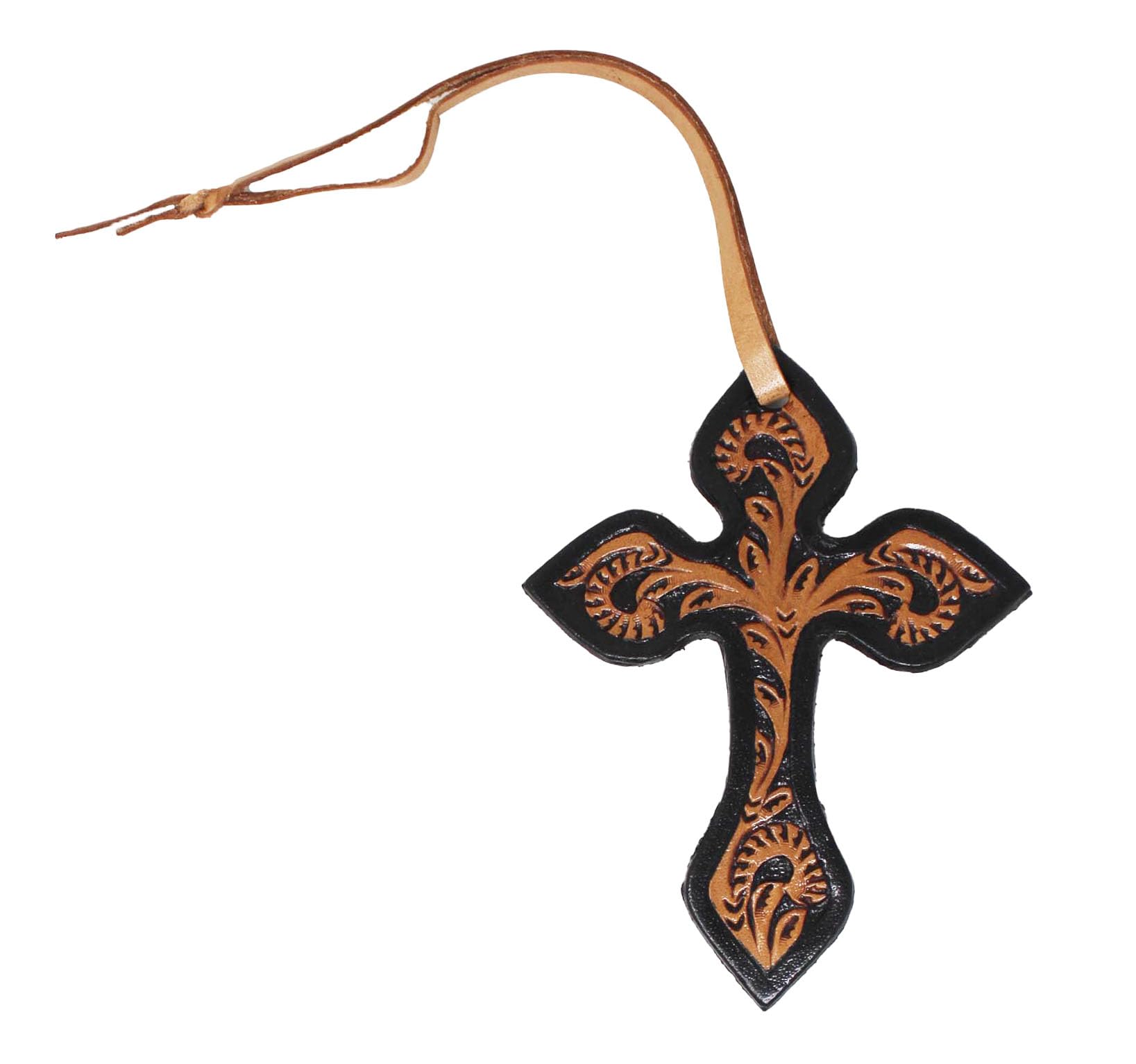 Challenger Western 5'' Barrel Trail Riding Tooled Leather Cross Saddle Charm 96Fk02