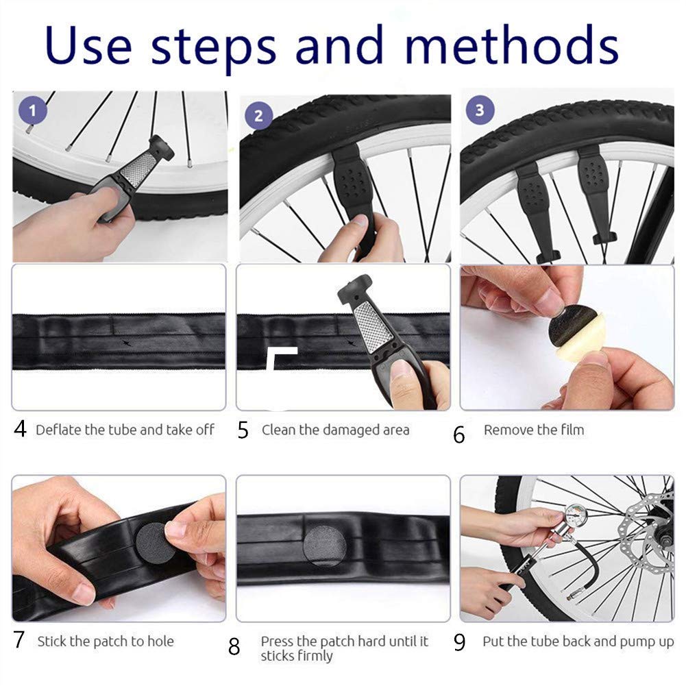 Ybeki Bike Repair Tool Kits - Bicycle Tool Set With Saddle Bag And Bicycle Multi-Tool Chain Tool (Blue Tool Kits 10 In 1 + Bag)