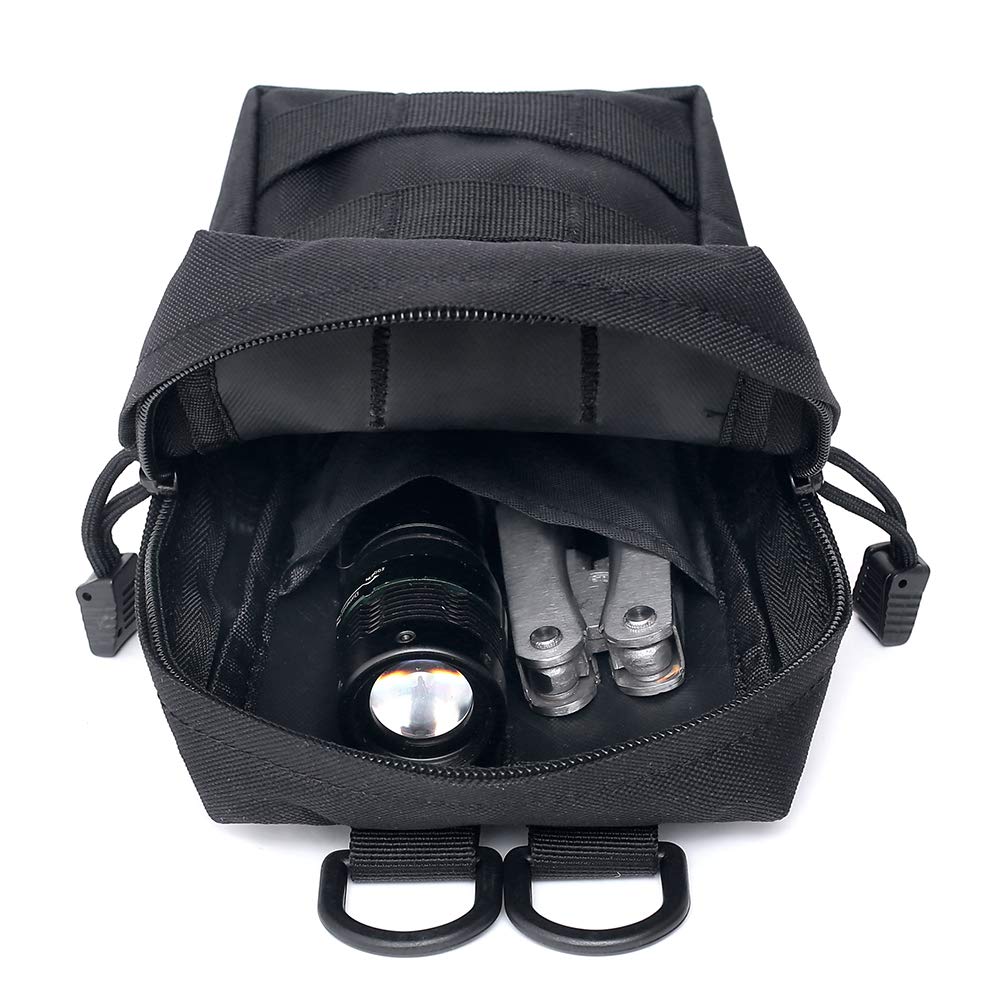 Tacticool 2 Pack Molle Pouches - Tactical Compact Water-Resistant Edc Pouch (2 Pack-Black)