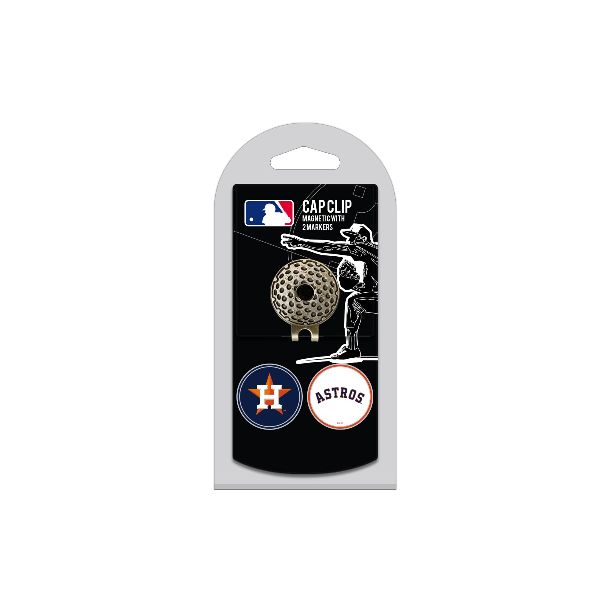 Team Golf MLB Houston Astros Cap Clip With 2 Golf Ball Markers Golf Cap Clip with 2 Removable Double-Sided Enamel Magnetic Ball 