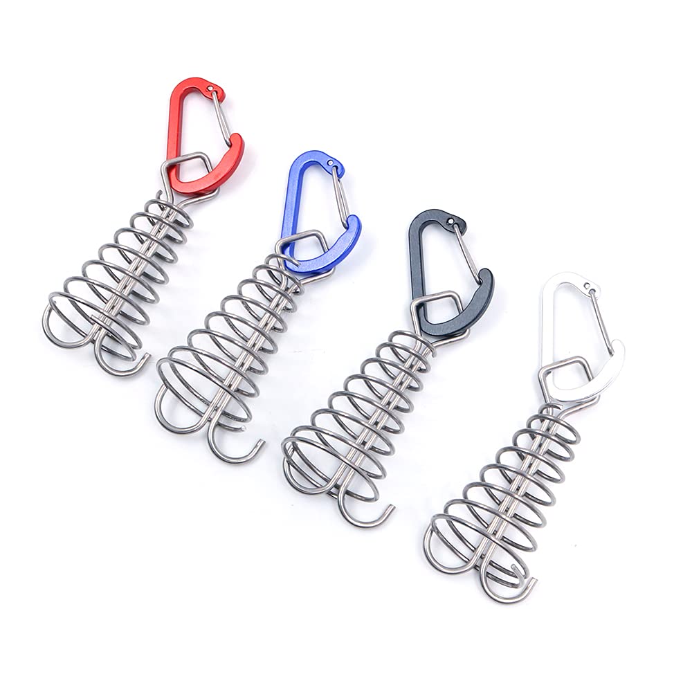 Alnicov 10Pcs Square Deck Anchor Pegs,Tent Awning Anchor With D-Shaped Carabiners For Camping Outdoor Timber Deck Plank Random C