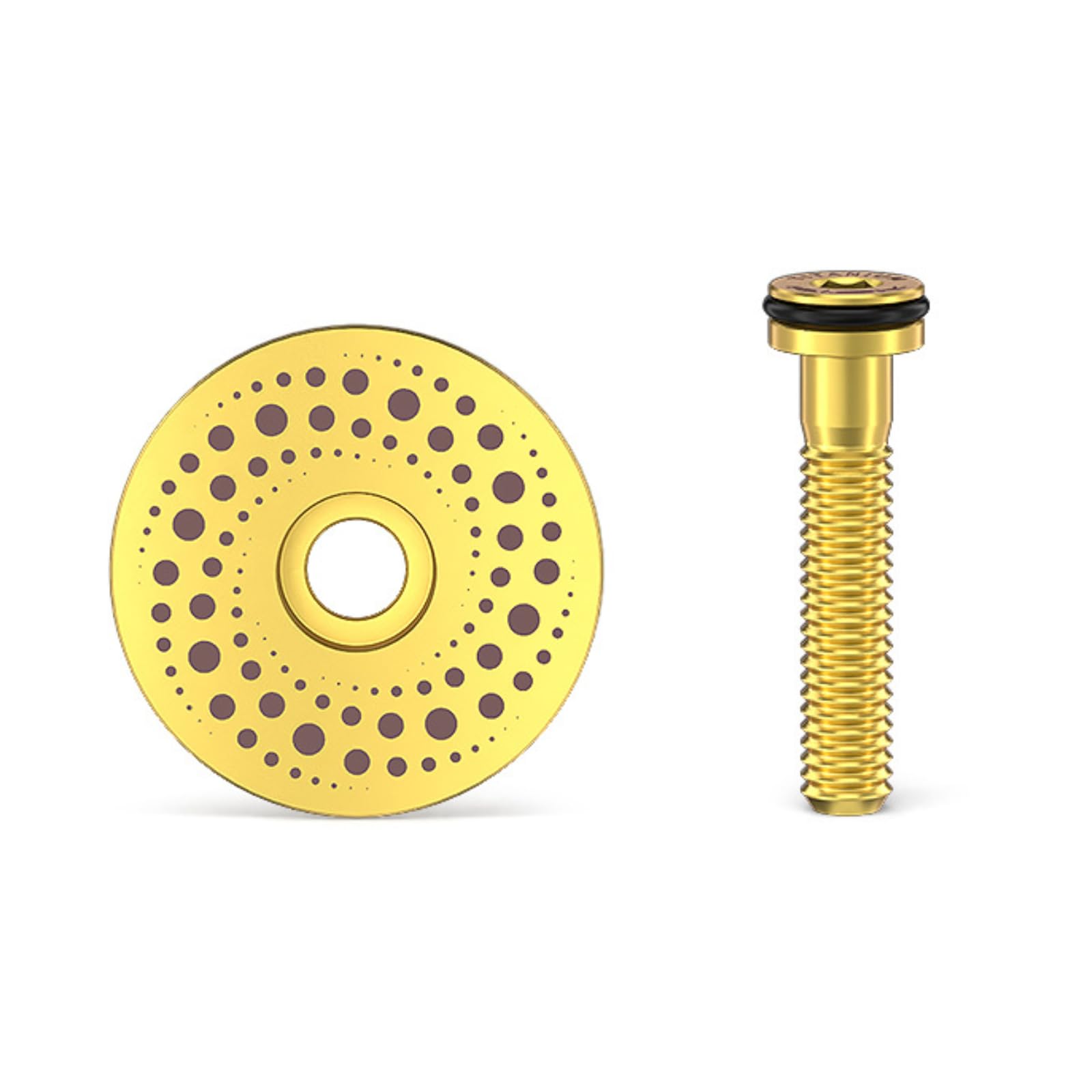 Titanium Alloy Bike Headset Top Cap, Stem Cover with Bolt for MTB Mountain Road Bike, 1-1/8 inch (Gold(Galaxy))