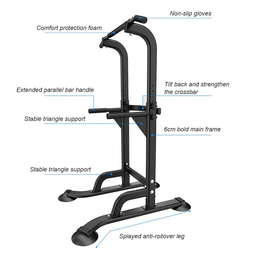 Sogespower Power Tower Dip Station Pull Up Bar For Home Gym Adjustable Height Strength Training Workout Equipment