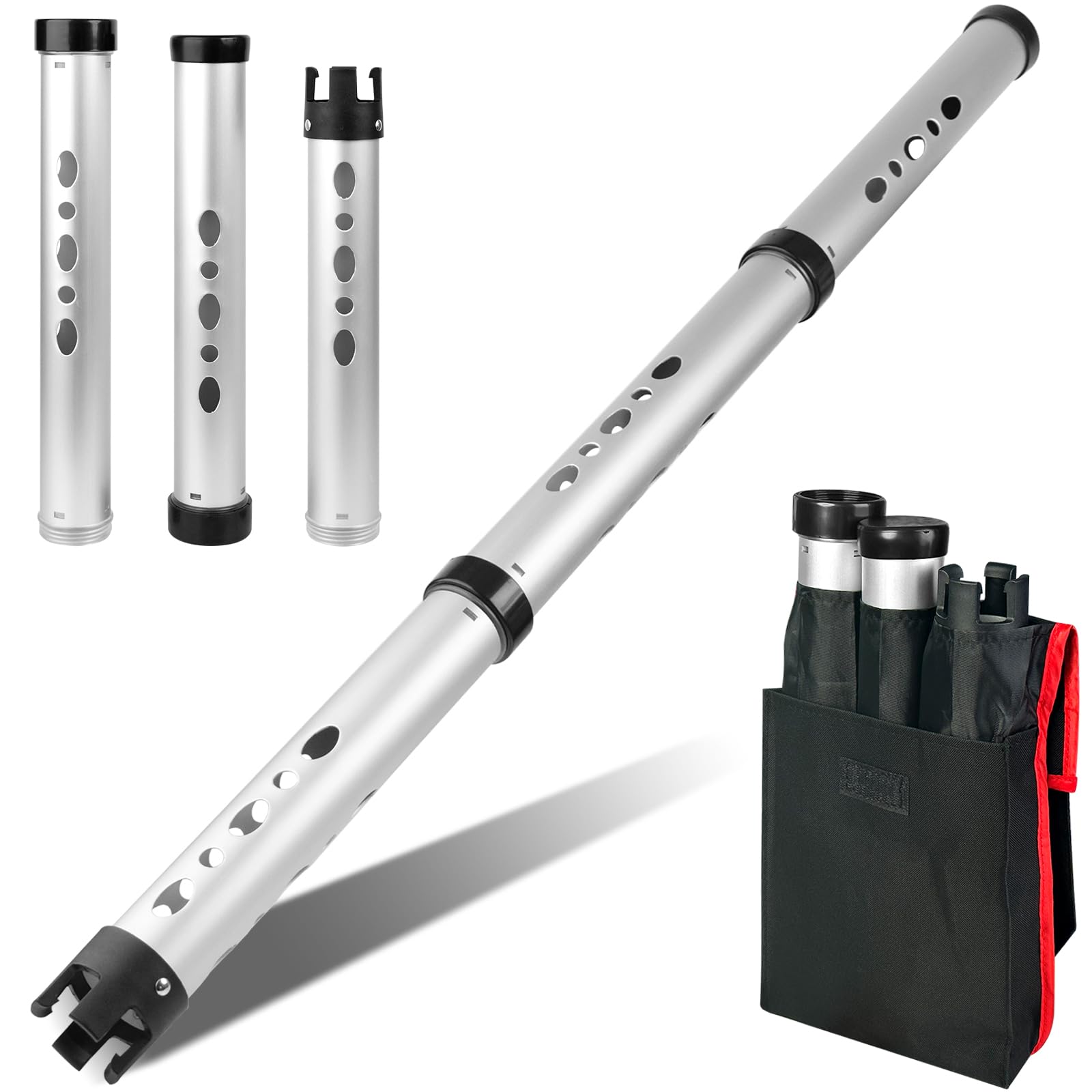 River Hill Golf Golf Ball Retriever, 3 Pieces Aluminum Alloy Picker Upper Tube W/Storage Bag, 25 Golf Balls Shagger Grabber, 41.
