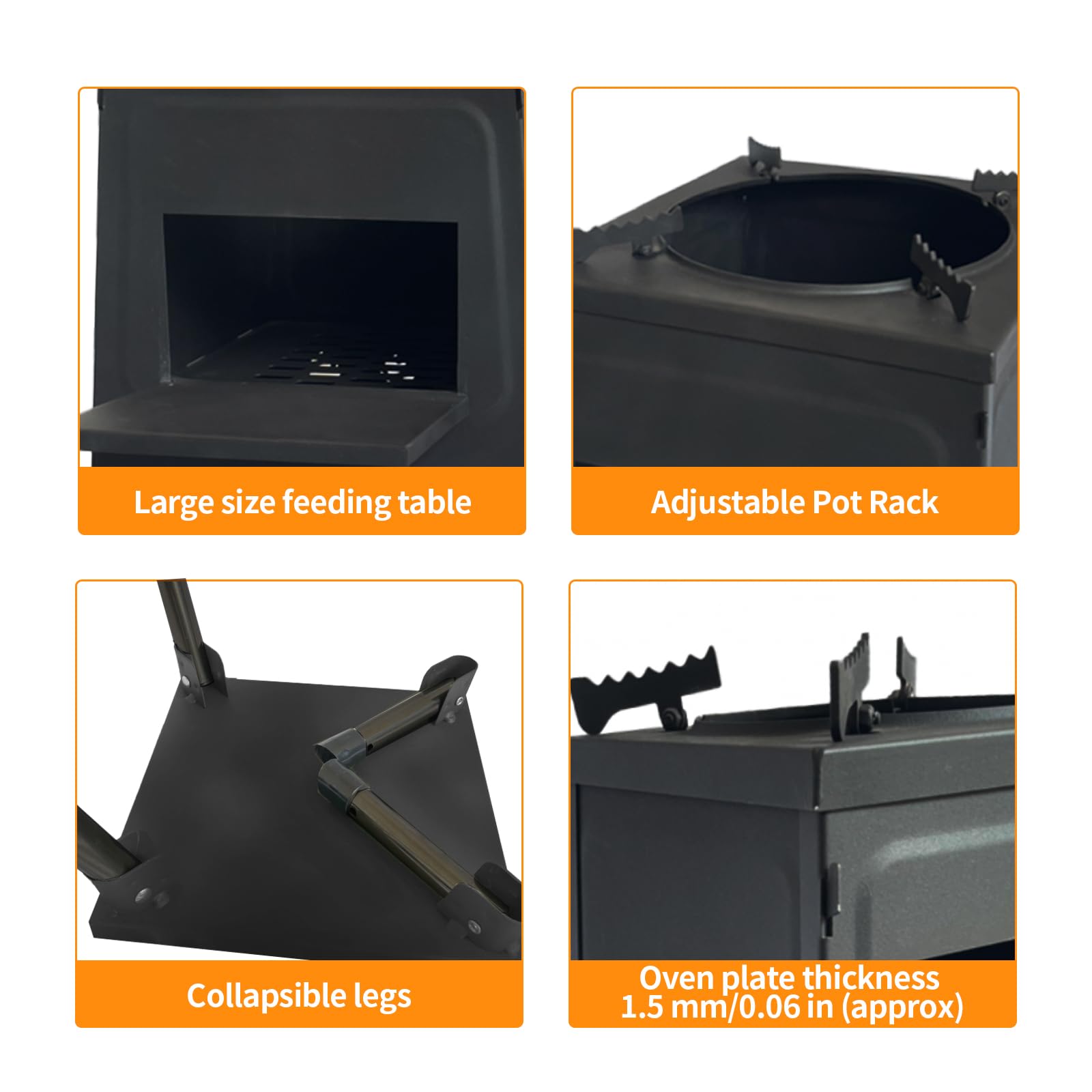 Upgraded Small Camp Wood Stove With Carrying Case, 13.8Inch Black Woodstove Portable Camping Stove, Durable Iron Wood Burning St