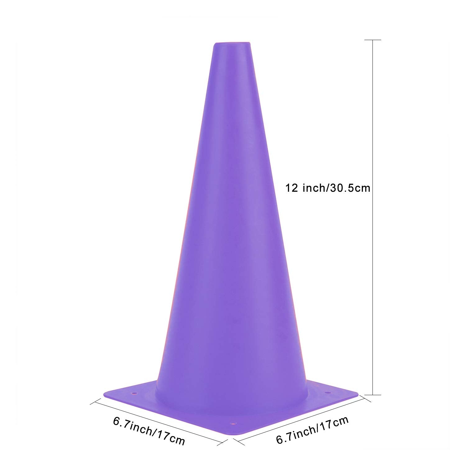 12 Inch Purple Traffic Training Cones, Plastic Safety Parking Cones, Agility Field Marker Cones For Soccer Basketball Football D
