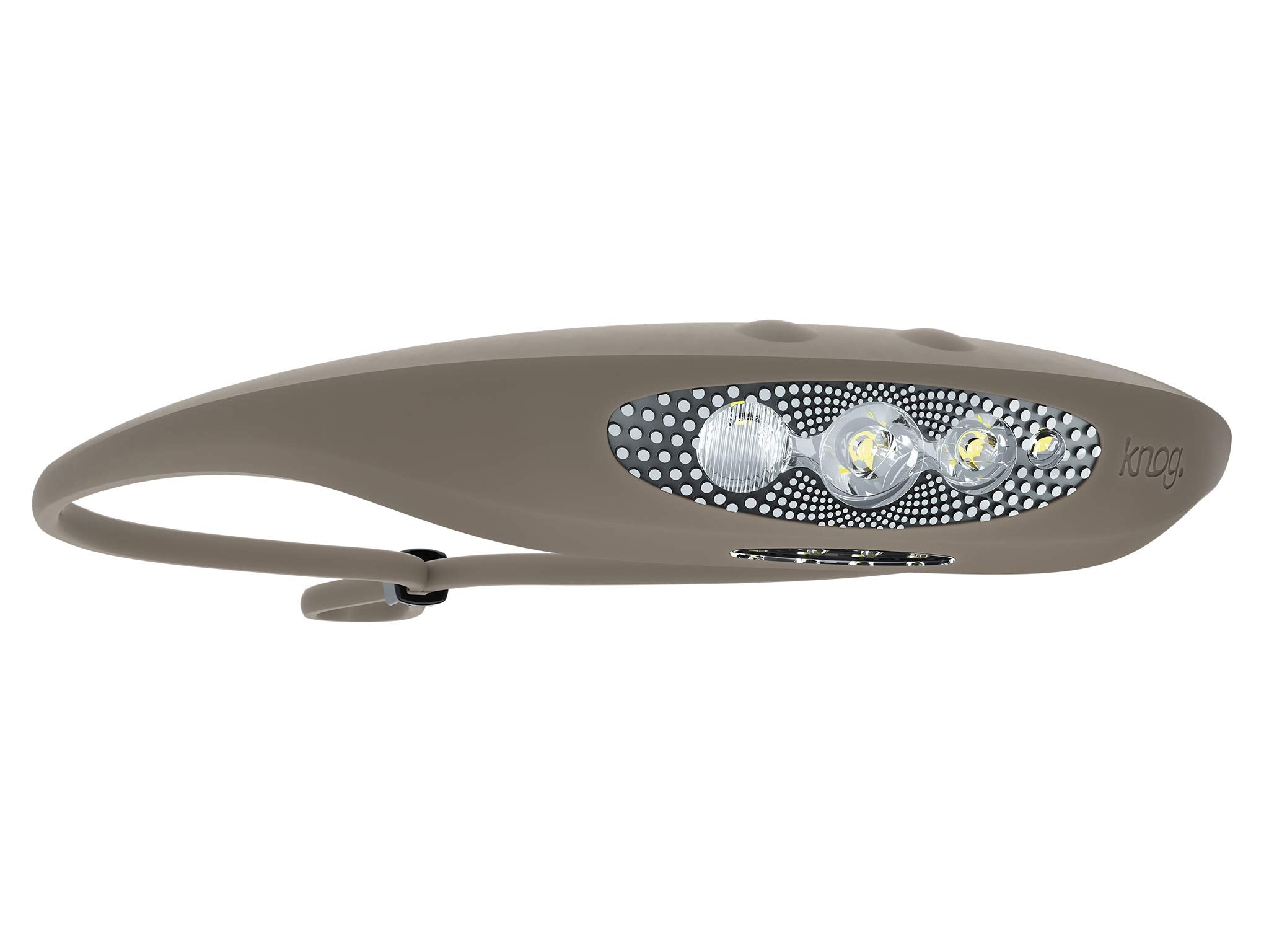 KNOG Bilby 400 Lumen Headlamp - Rechargeable Silicone Head Light w/ 7 Light Modes - Ultralight, IP67 Waterproof (Putty Grey), Ta