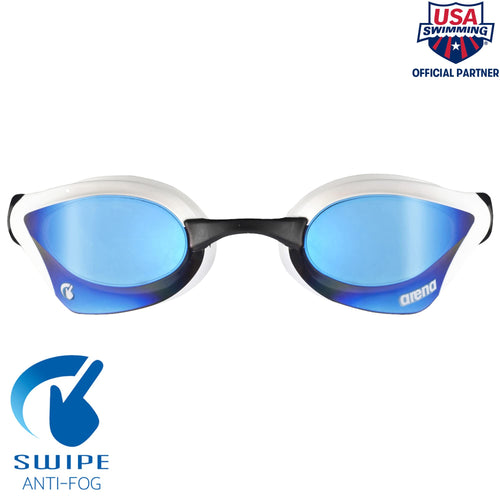 Arena Unisex Cobra Core Swipe Anti-Fog Racing Swim Goggles For Men And Women Polycarbonate Mirror Lens, Bluewhite