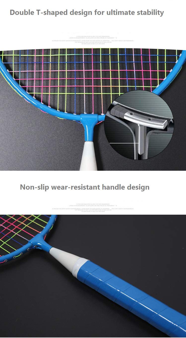 Badminton Racket For Children 1 Pair, Nylon Alloy Durable Badminton Racquet Set For Kids Indoor/Outdoor Sport Game(Including 4 B