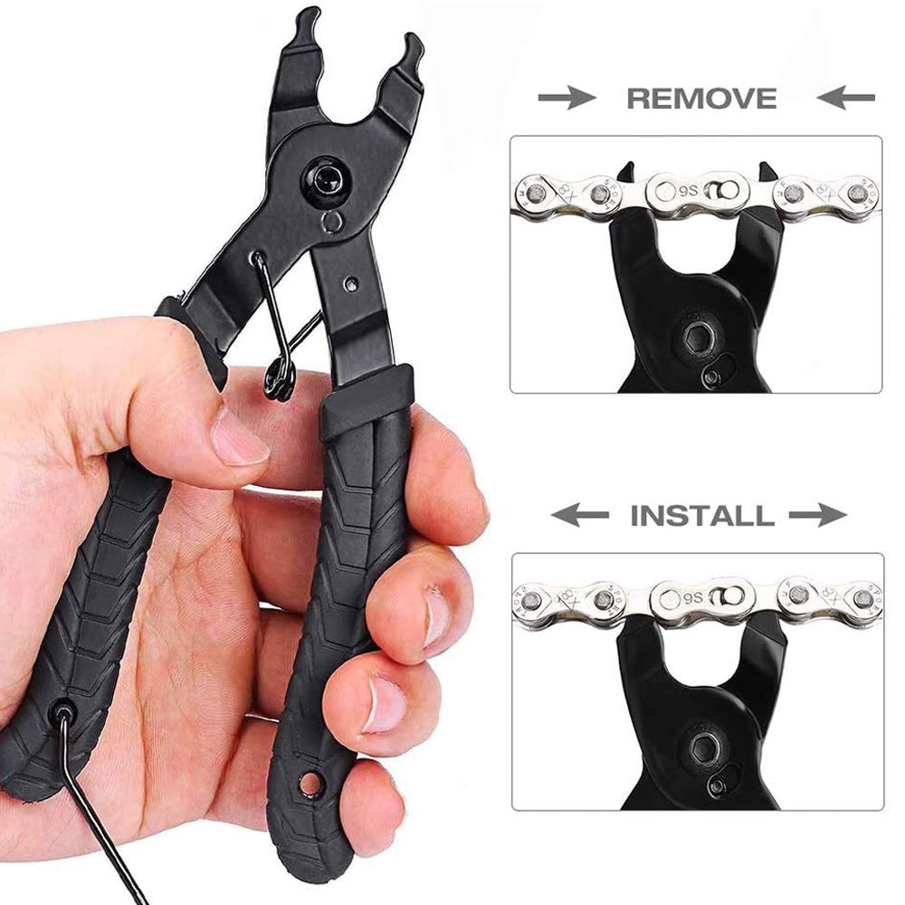 Bike Chain Tool Kit, 11Pcs Bicycle Chain Tool With Bike Link Plier, Bicycle Chain Breaker Splitter, Chain Wear Indicator And Cha