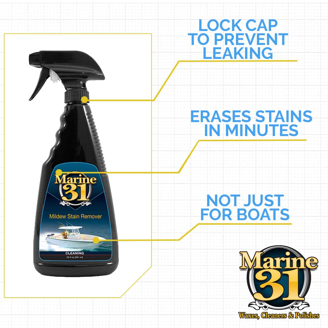 Marine 31 Mildew Stain Remover & Cleaner - Marine & Boat, Home & Patio, Bathroom & Shower Cleaner, 20Oz. - 2-Pack