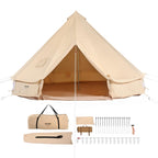 Vevor Canvas Bell Tent, Yurt Tents 4 Seasons 7 M/22.97 Ft, Canvas Tents For Camping With Stove Jack Holds Up To 12 People, Famil