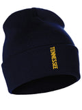 Daxton Vertical Usa Cities Cuffed Beanie Winter Knit Hat Skully Cap, Tennessee Navy Gold