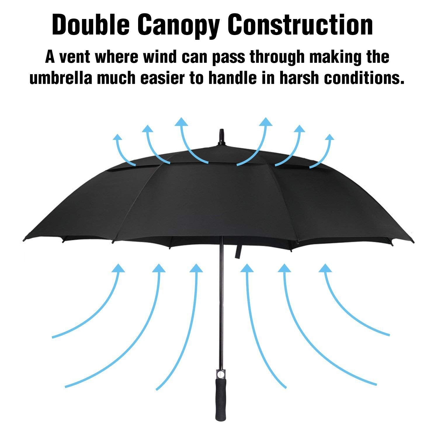Aceiken Golf Umbrella Windproof Large 62 Inch, Double Canopy Vented, Automatic Open, Extra Large Oversized,Sun Protection Ultra