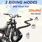 GugoIs Electric Bike for Adults,1000W,32 MPH,48V-15.6AH Battery,Max 25-45 Miles Electric Motorcycle,20 Fat Tire Dirt Bike, SHM 7