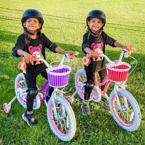 RoyalBaby Stargirl Kids Bike 12 Inch Girls Bicycle for Children with Training Wheels & Basket, Pink