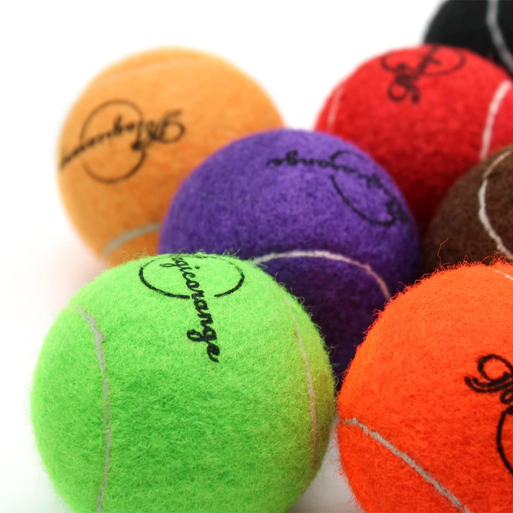 Magicorange Tennis Balls, 12 Pack Training Tennis Practice Balls, Pet Dog Playing Balls, Come With Mesh Bag For Easy Transport,