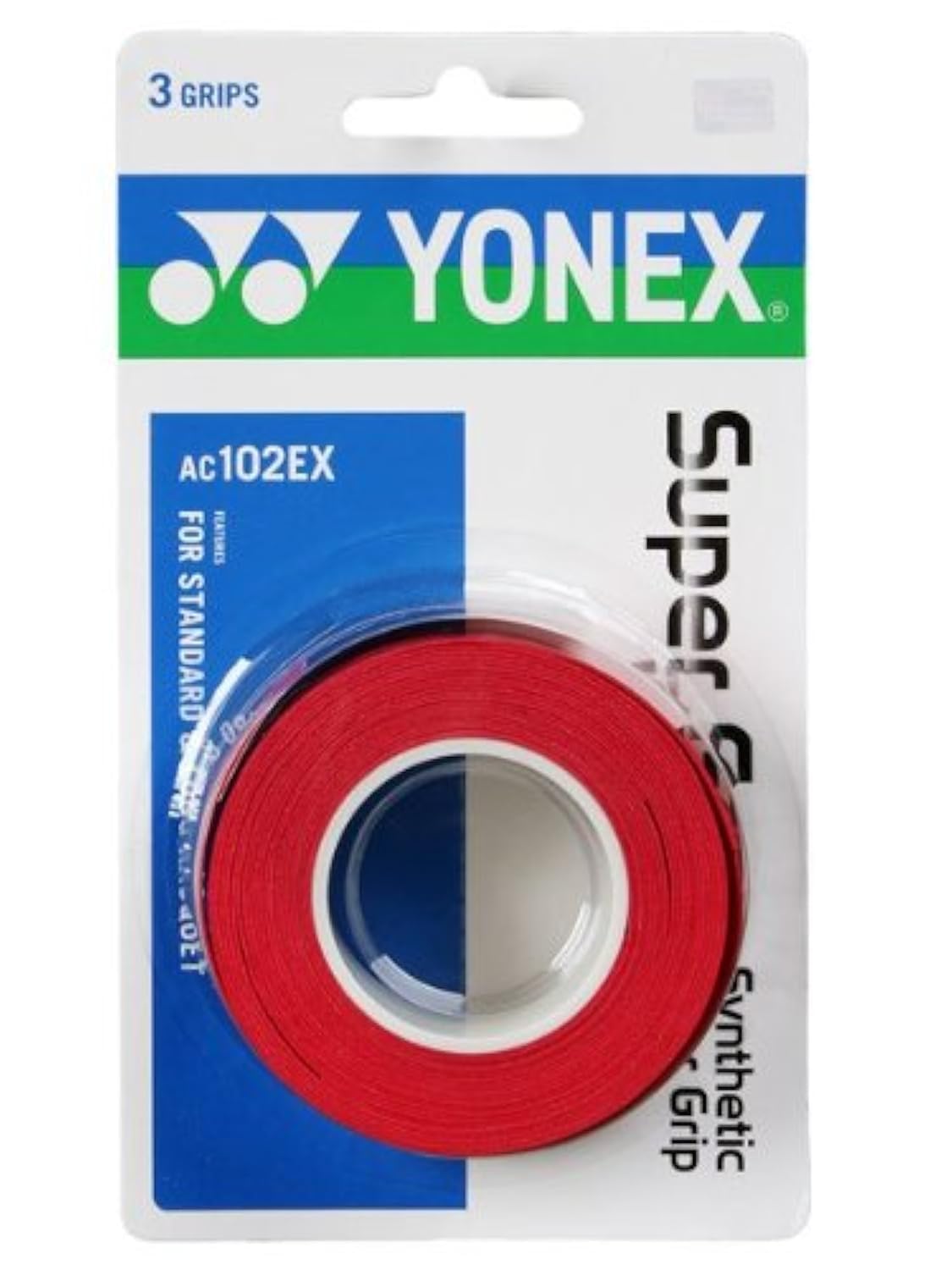 Yonex Overgrip Super Grap 3 Pack - Tennis, Badminton, Squash - Choice Of Colors (Red)