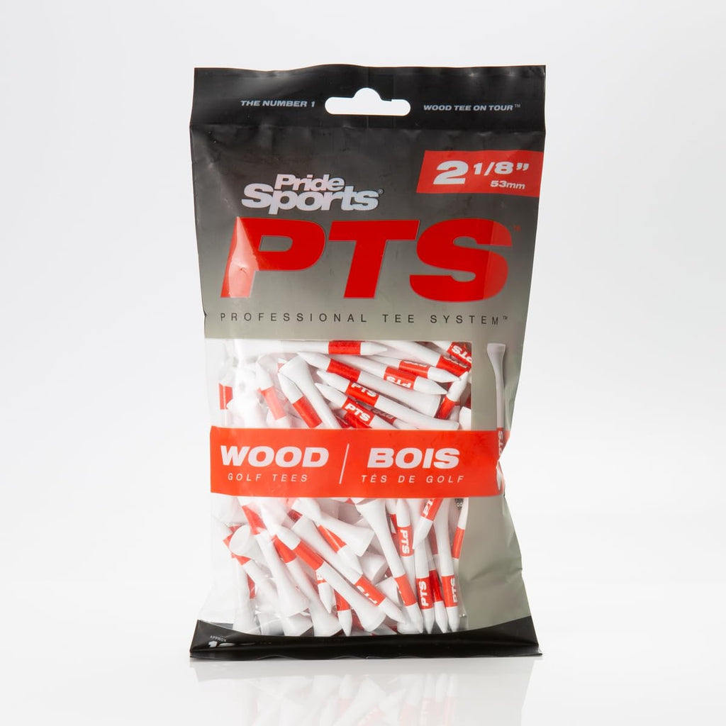 Pride Professional Tee System, 2-1/8 Inch Shortee Golf Tees - 120 Count Bag (Red On White)
