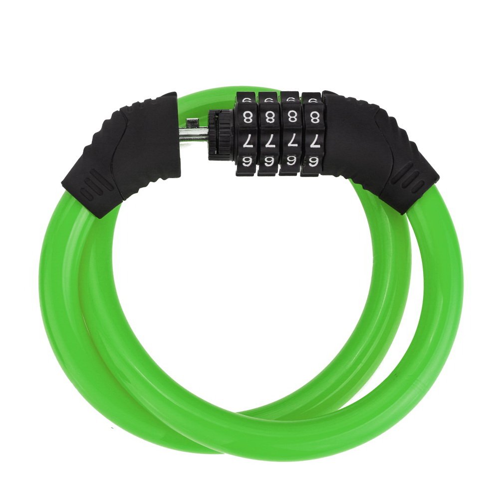 Sanwo Security Bike Lock Resettable Combination Cable Lock For Bicycle (Green)